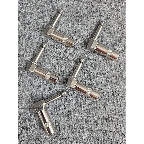 5 Pack of 6.3mm 1/4 inch Stereo Right Angle 90 Degree Instrument Audio Jack Plug - Picture 1 of 7